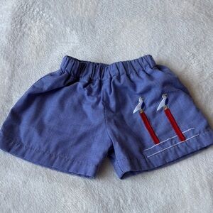 The Beaufort Bonnet Company Blue Check Seagull Embroidered Boys Shorts